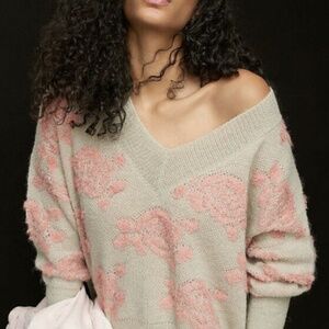 Anthropologie Luclia Distressed Pullover Sweater